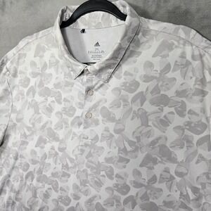 Adidas Golf Polo printed geometric graphic all over print mens 2XL Gray‎ stretch